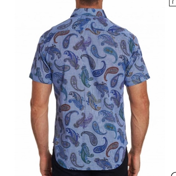 NWOT ROBERT GRAHAM ‘NOTRE DAME’ PAISLEY PRINT SHORT-SLEEVE CLASSIC FIT SHIRT … - Picture 2 of 13